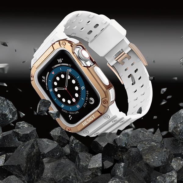 Ruhtel Armband kompatibelt med Apple Watch 7/6/5/4/3/2/SE (42/44/45mm) Vit