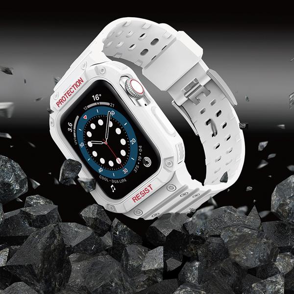 Ruhtel Armband kompatibelt med Apple Watch 4/5/6/7/SE (42/44/45mm) Vit