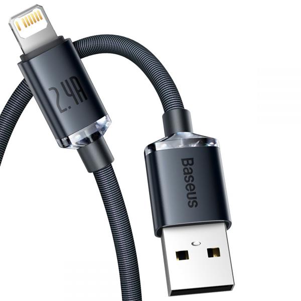 BASEUS Baseus Crystal Shine USB-A till Lightning kabel 1.2m - Svart