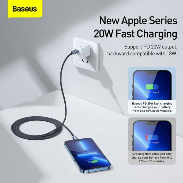 BASEUS Baseus Crystal Shine USB-C till Lightning kabel PD 20W 2m