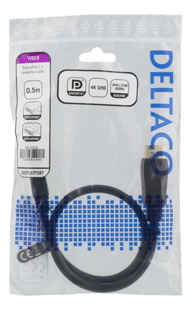 UTGATT1 Deltaco DisplayPort Kabel, 0.5m - Svart