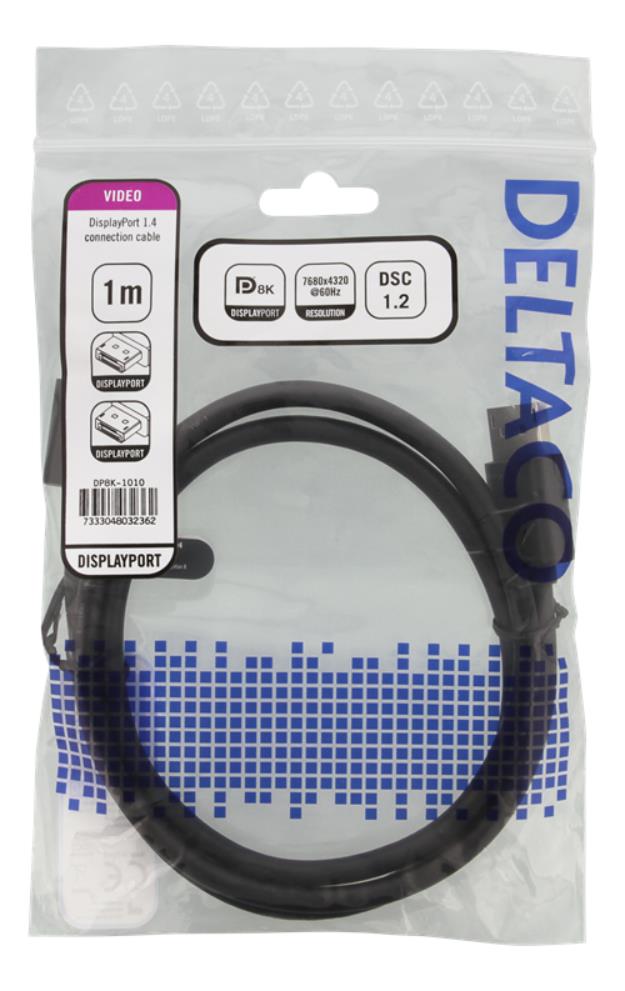 UTGATT1 Deltaco DisplayPort-kabel, 1.5m - Svart