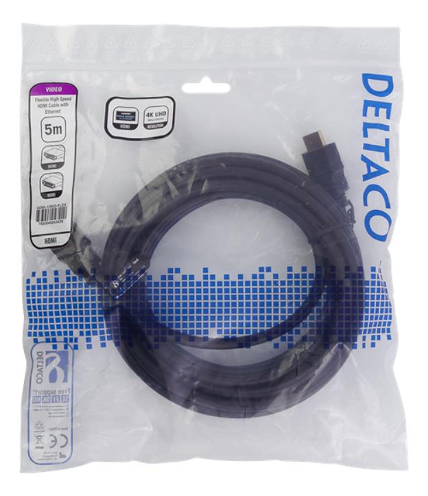 UTGATT1 Deltaco Flexibel HDMI-kabel, 5m - Svart