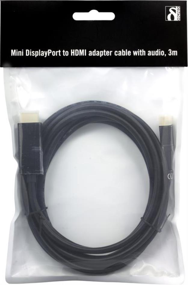 UTGATT1 Deltaco Mini DisplayPort till HDMI Monitorkabel med Ljud - Svart