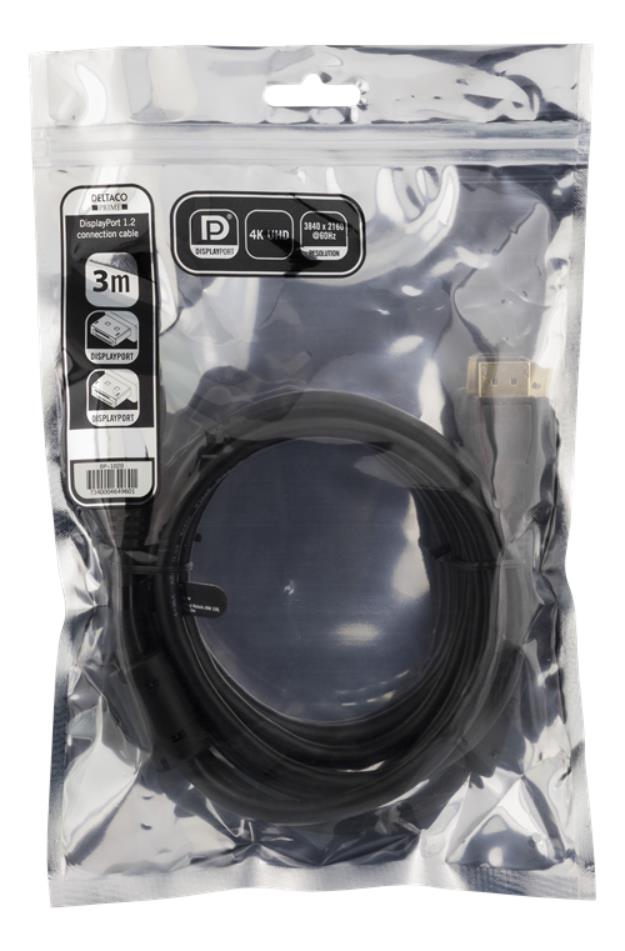 UTGATT1 Deltaco Prime DisplayPort Monitor Kabel 3m - Svart