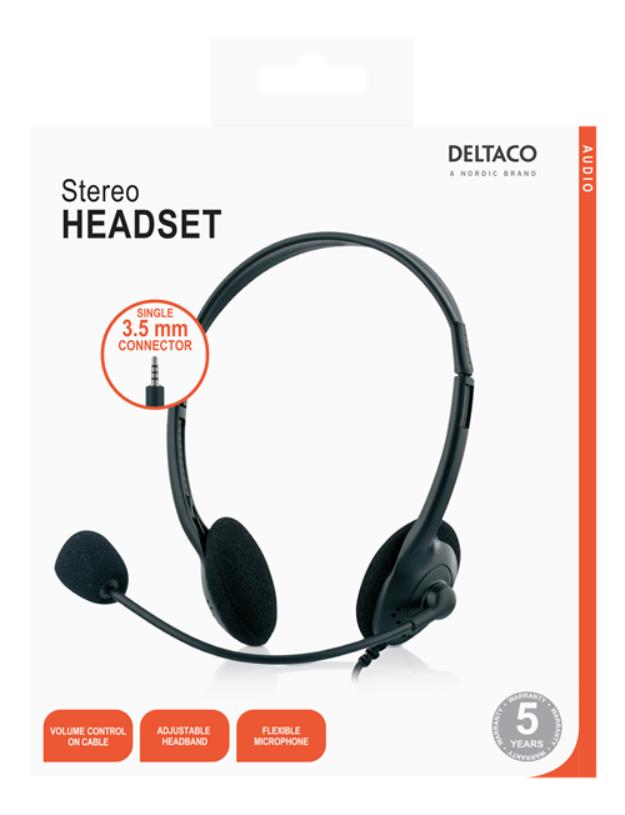 UTGATT1 Deltaco Stereo Headset - Svart