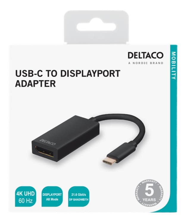 UTGATT1 Deltaco USB 3.1 till DisplayPort Adapter - Svart