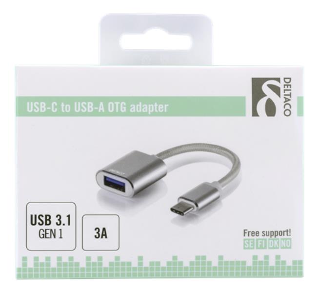 UTGATT1 Deltaco USB-C Adapter 0.1m - Silver