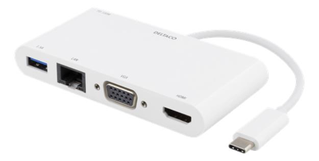 UTGATT1 Deltaco USB-C Dockningsstation - Vit