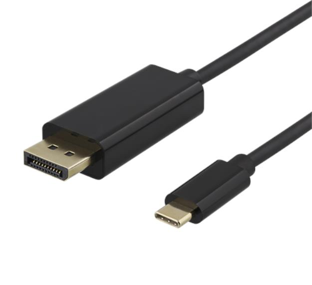 UTGATT1 Deltaco USB-C till DisplayPort-kabel 2m - Svart