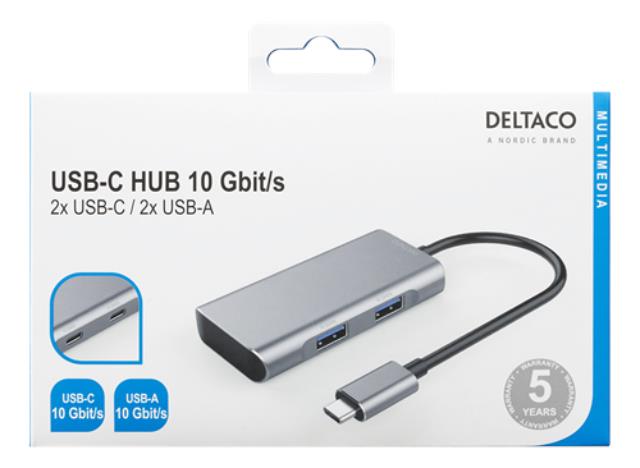 UTGATT1 Deltaco USB-hubb - Rymdgrå