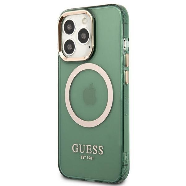 Guess Guess iPhone 13 Pro Skal MagSafe Gold Outline Translucent - Khaki