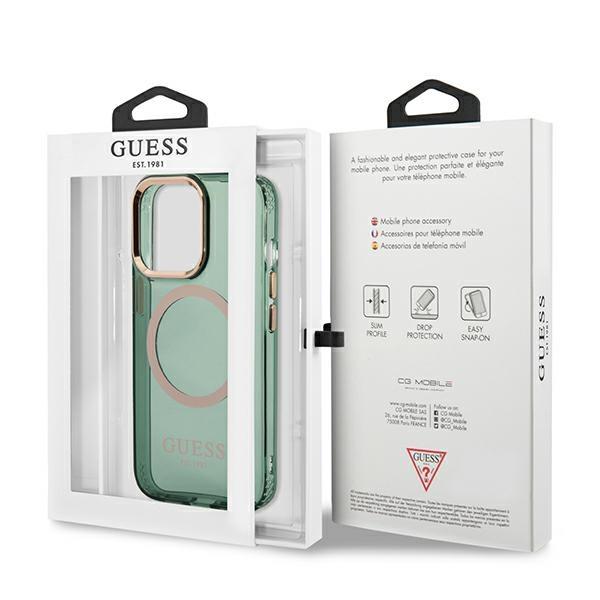 Guess Guess iPhone 13 Pro Skal MagSafe Gold Outline Translucent - Khaki