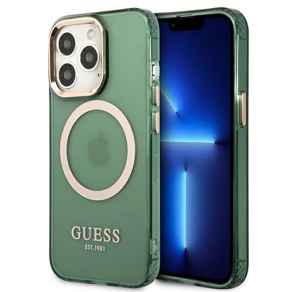 Guess Guess iPhone 13 Pro Skal MagSafe Gold Outline Translucent - Khaki