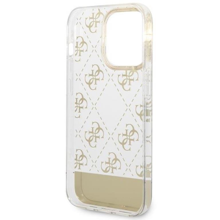 Guess GUESS iPhone 14 Pro Skal 4G Pattern Script - Guld