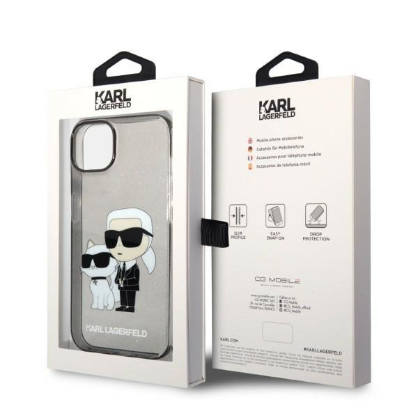 KARL LAGERFELD Karl Lagerfeld iPhone 14 Plus Skal IML GLIT NFT Karl & Choupette - Svart