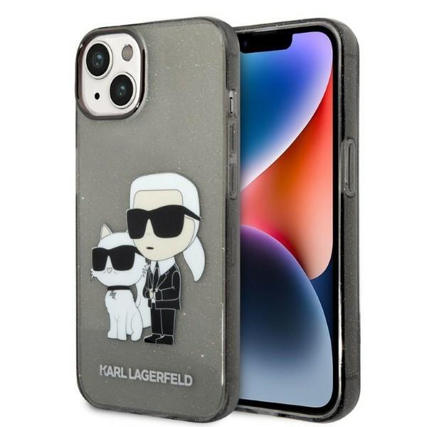 KARL LAGERFELD Karl Lagerfeld iPhone 14 Plus Skal IML GLIT NFT Karl & Choupette - Svart