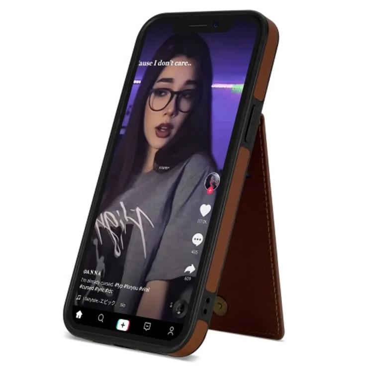 N.BEKUS N.BEKUS Mobilskal till iPhone 15 Pro Korthållare Kickstand - Brun