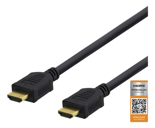 UTGATT1 DELTACO Premium High Speed HDMI kabel, 0.5m - Svart