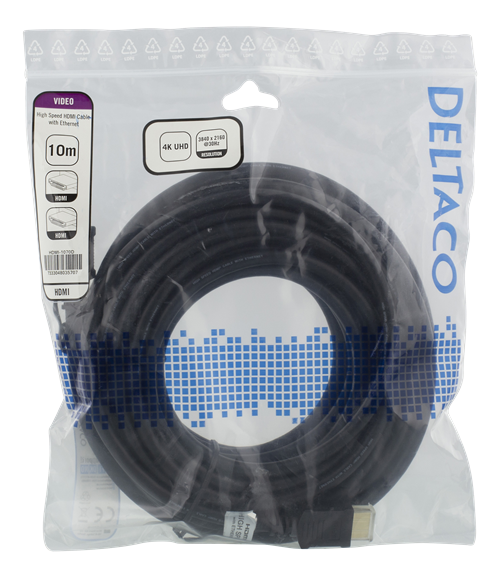 UTGATT1 DELTACO High-Speed HDMI-kabel, 10m - Svart