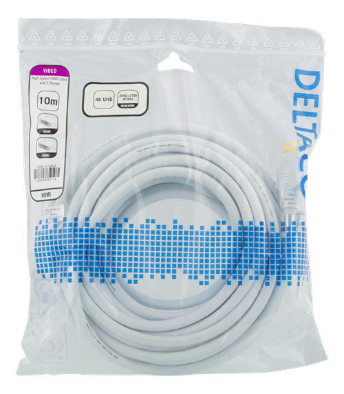 UTGATT1 DELTACO High-Speed HDMI-kabel, 10m - Vit