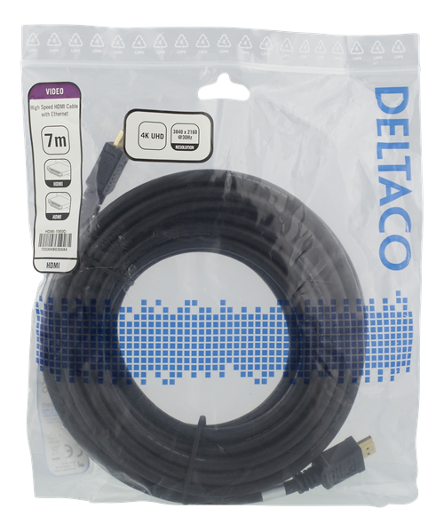 UTGATT1 DELTACO High-Speed HDMI-kabel, 7m - Svart