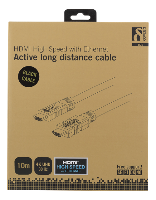 UTGATT1 DELTACO aktiv HDMI kabel Guldpläterade 10m - Svart
