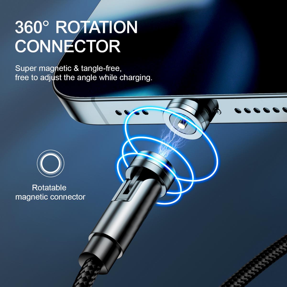 UTGATT Joyroom 3in1 360° Magnetkabel Lightning, USB-C, Micro-USB, 2.4A 1.2m