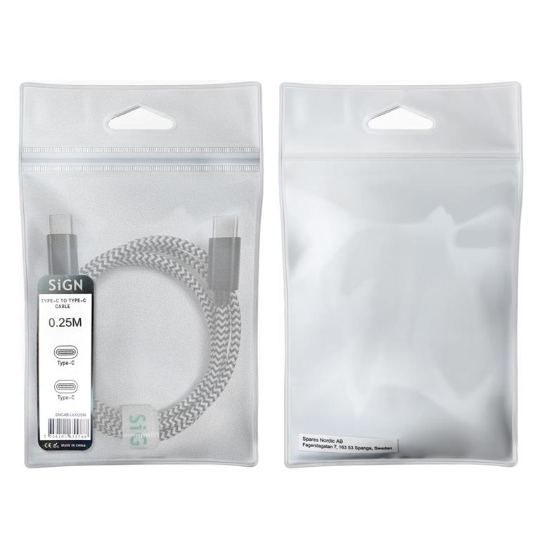 SiGN SiGN Skin USB-C till USB-C kabel 2.1A 2m - Svart/Vit