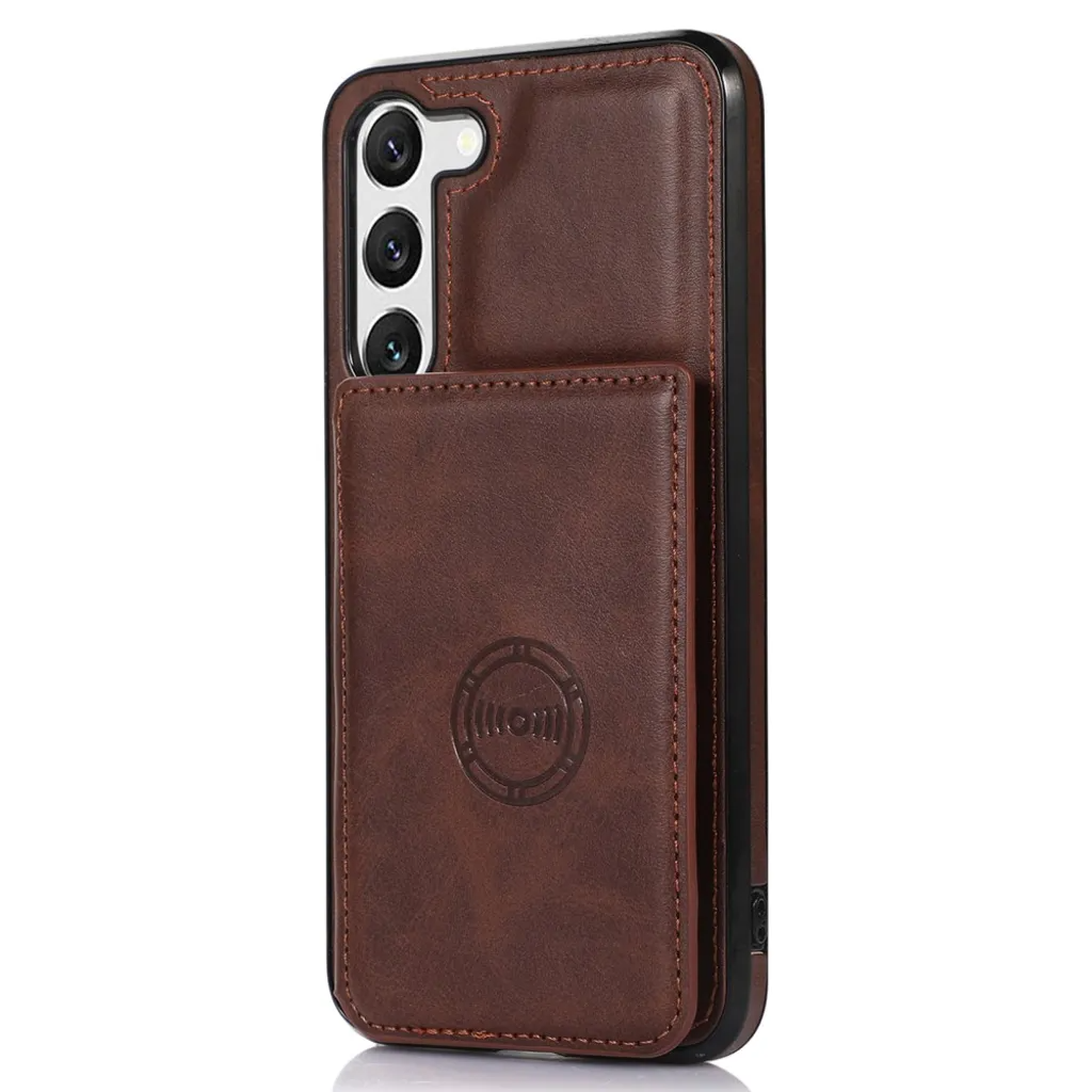 Taltech Mobilskal till Galaxy S23 Korthållare Kickstand Magnetiskt - Mörkbrun