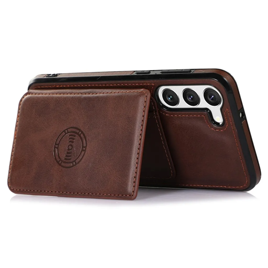 Taltech Mobilskal till Galaxy S23 Korthållare Kickstand Magnetiskt - Mörkbrun