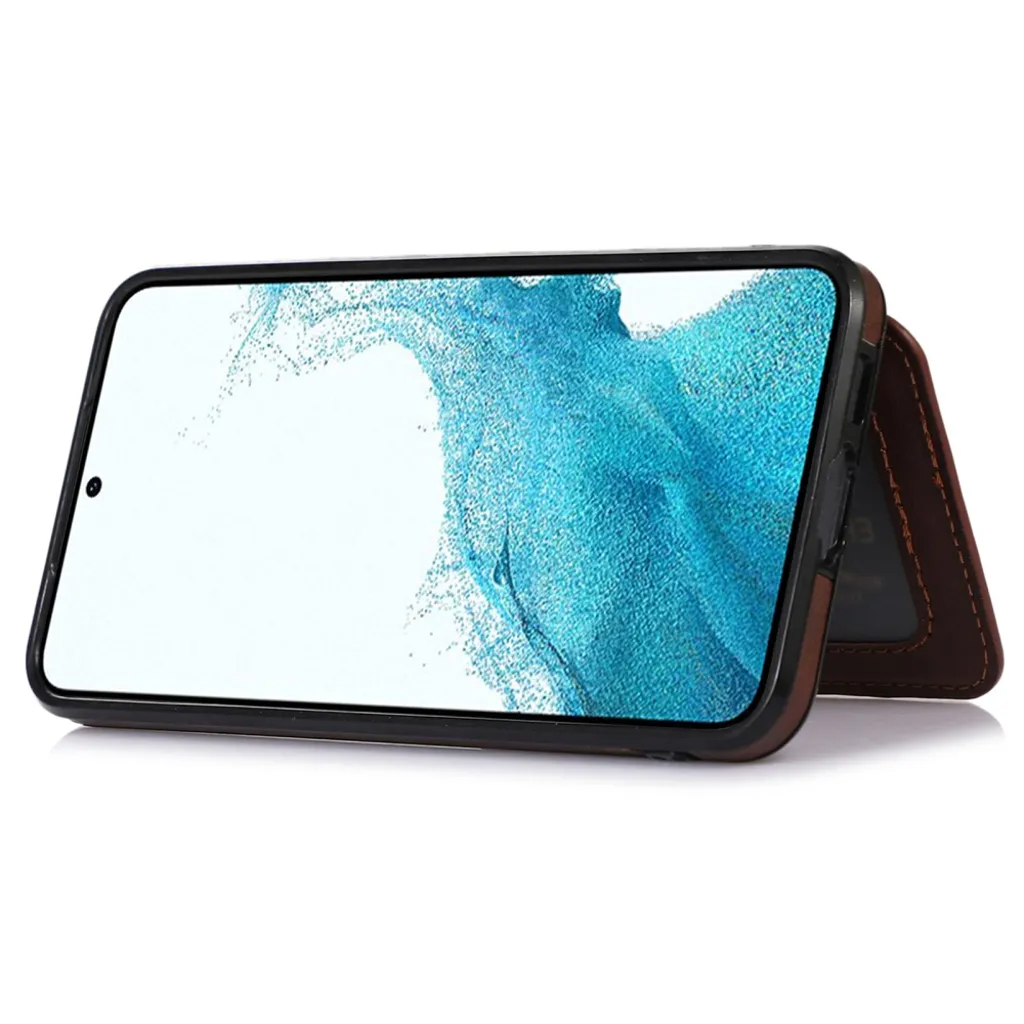 Taltech Mobilskal till Galaxy S23 Korthållare Kickstand Magnetiskt - Mörkbrun