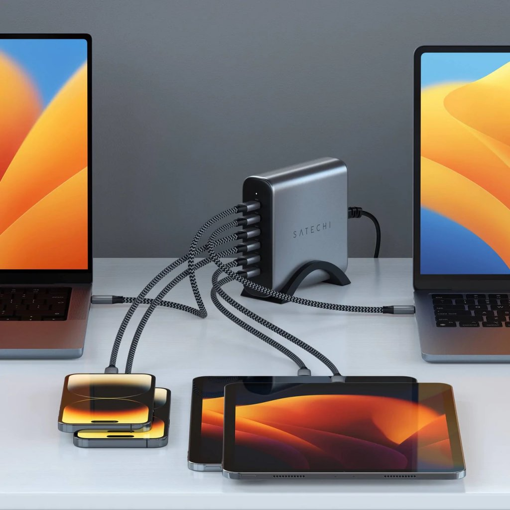 UTGATT1 Satechi 200W USB-C 6-Port GaN Laddare