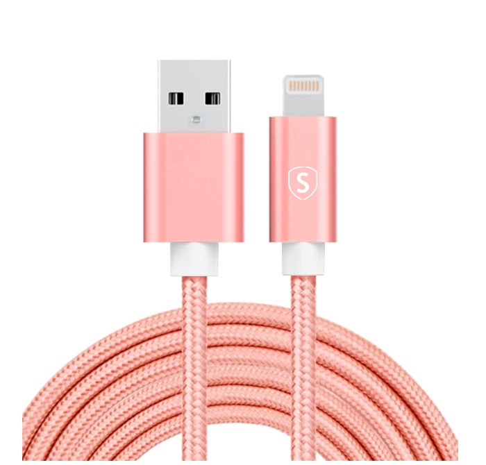 SiGN SiGN USB-A till Lightning kabel 2.1A 3m Nylon - Rosa