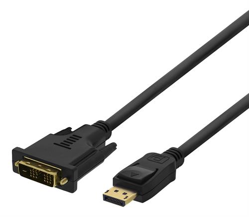 UTGATT1 DELTACO DisplayPort till DVI-D Single Link Monitorkabel, 2m - Svart