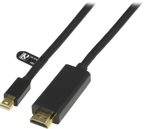 UTGATT1 DELTACO Miini DisplayPort till HDMI monitorkabel med ljud, 1m - Svart