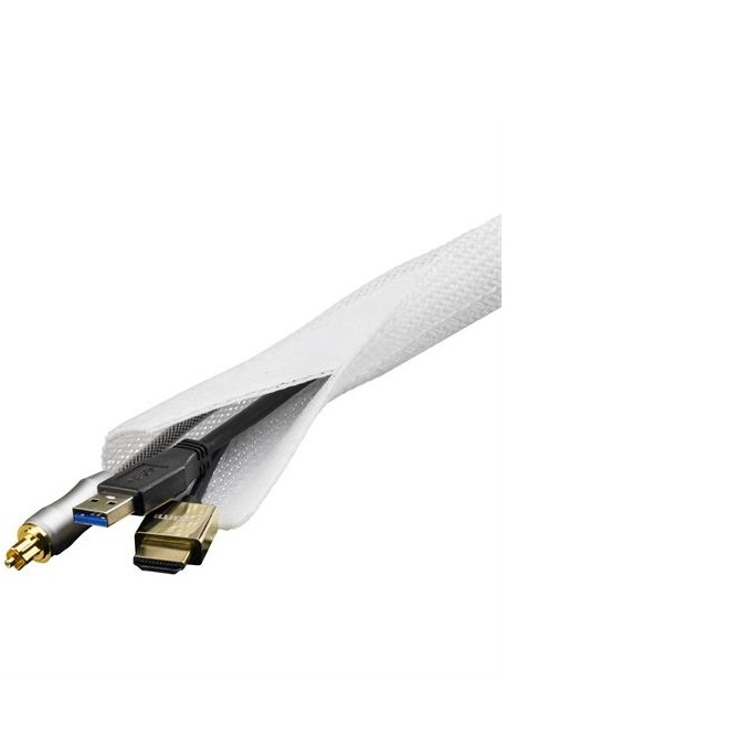 UTGATT1 DELTACO kabelsorteringsstrumpa i nylon, kardborrband, 1.8m - Vit