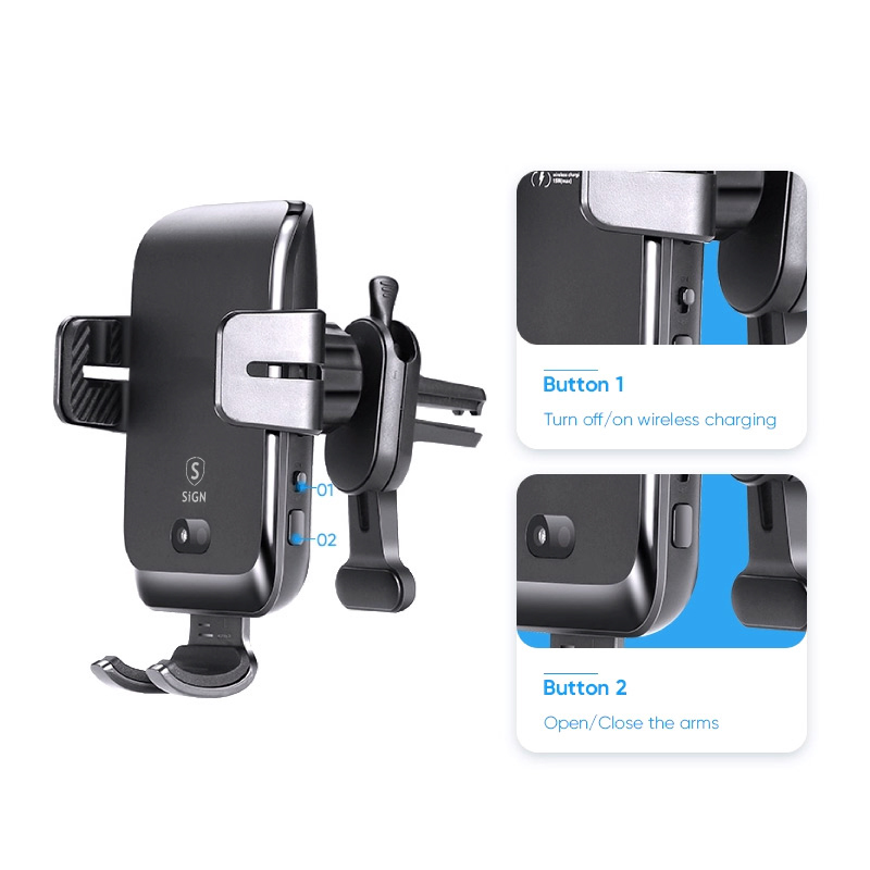 SiGN SiGN Bilhållare med Trådlös Laddning - Svart