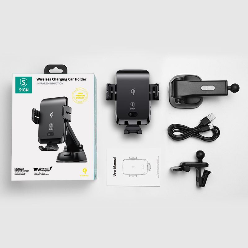 SiGN SiGN Bilhållare med Trådlös Laddning - Svart