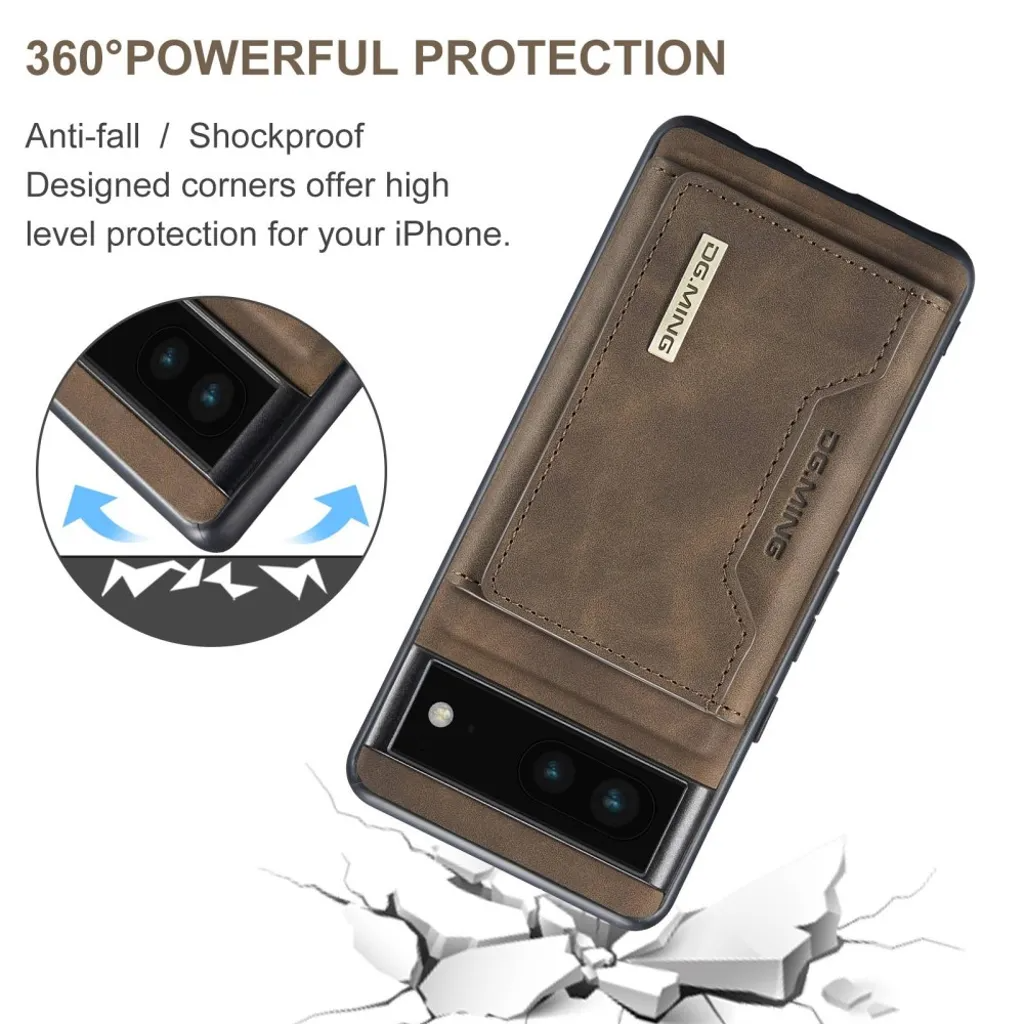 DG.MING DG.MING Google Pixel 7 Plånboksfodral M2 2IN1 - Mörkbrun