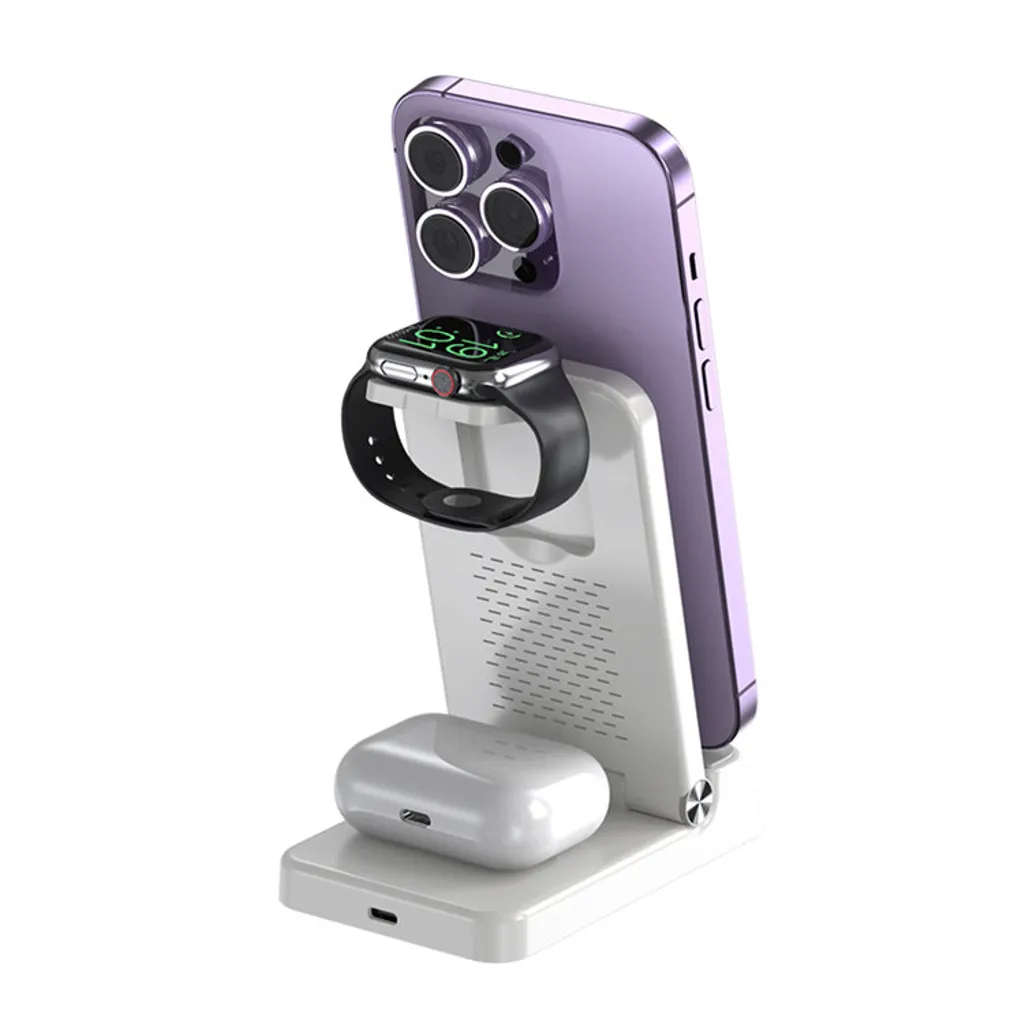 SiGN SiGN 3-in-1 Trådlös Laddare ställ med Väckarklocka 15W - Vit