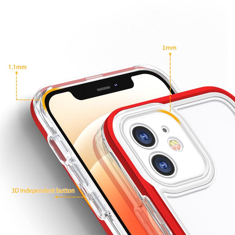 OEM iPhone 12 Skal Clear 3in1 - Röd