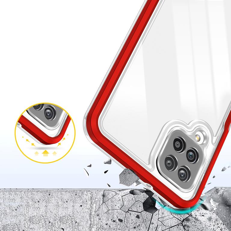 OEM Galaxy A22 4G Skal Clear 3in1 - Röd