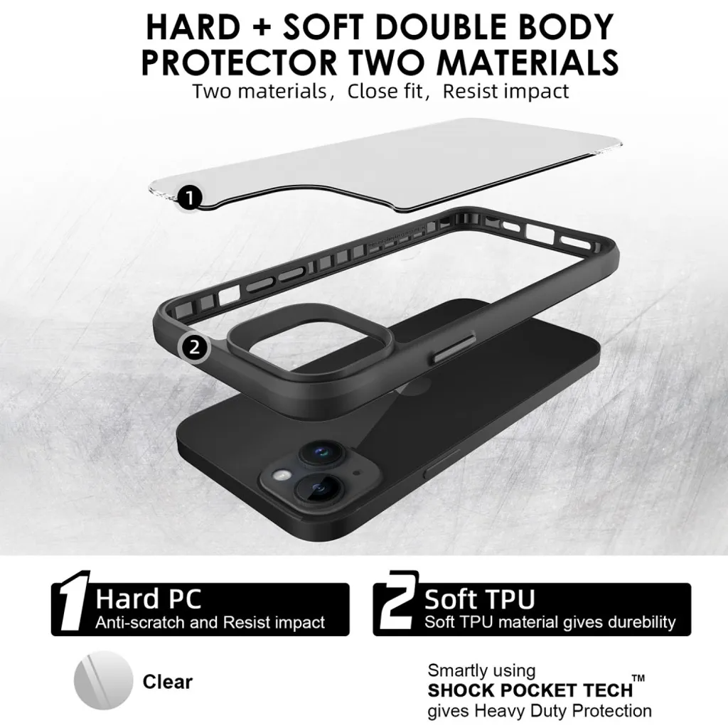 Taltech Mobilskal till iPhone 15 Stöttåligt - Svart