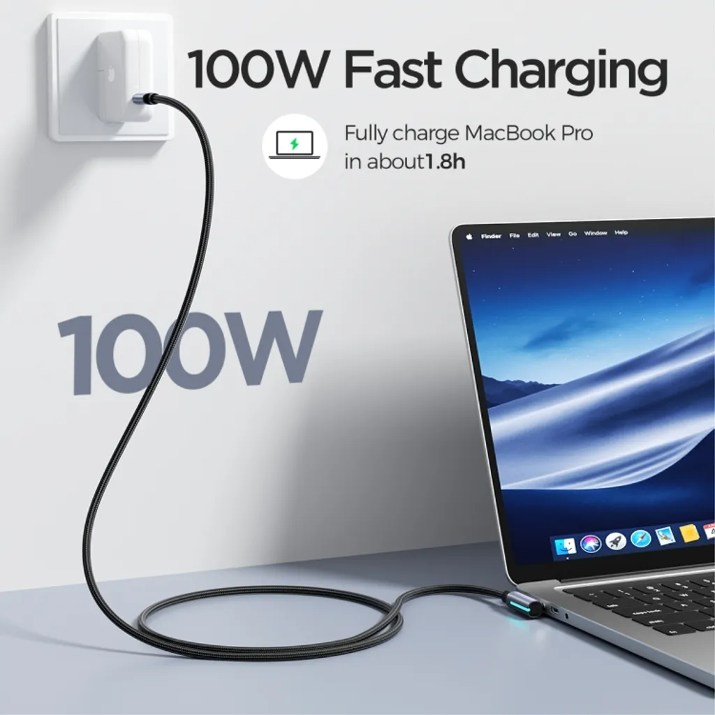 SiGN SiGN USB-C till USB-C Kabel 2m 100W Braided - Svart