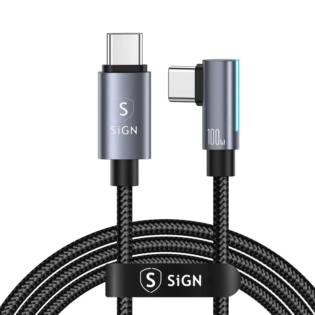 SiGN SiGN USB-C till USB-C Kabel 2m 100W Braided - Svart