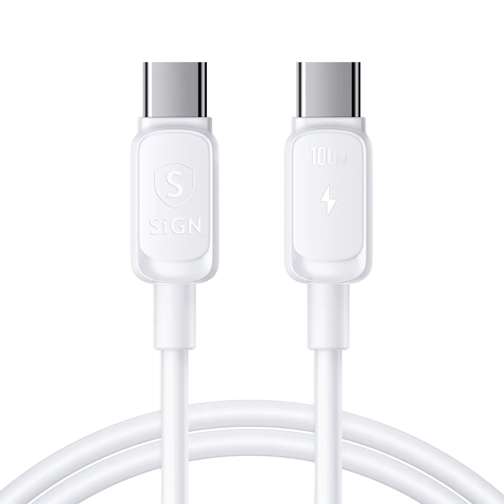 SiGN SiGN USB-C till USB-C Kabel 2m 100W - Vit