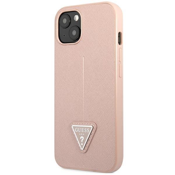Guess GUESS iPhone 14 Plus Skal Saffiano Triangle Logo - Rosa
