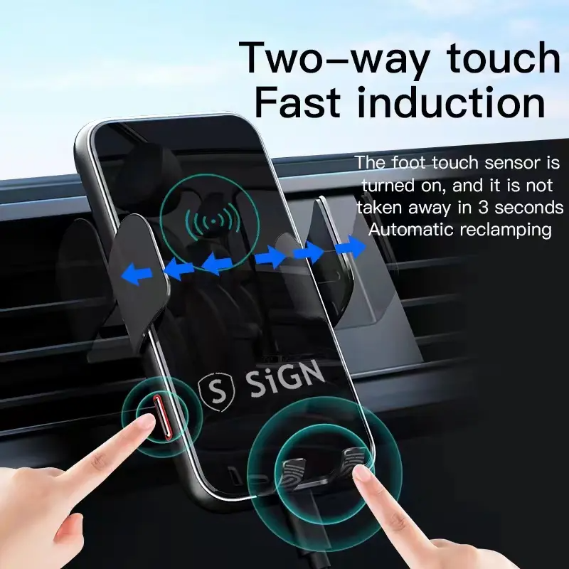 SiGN SiGN Mobilhållare för Bil med Trådlös Laddning 15W - Svart