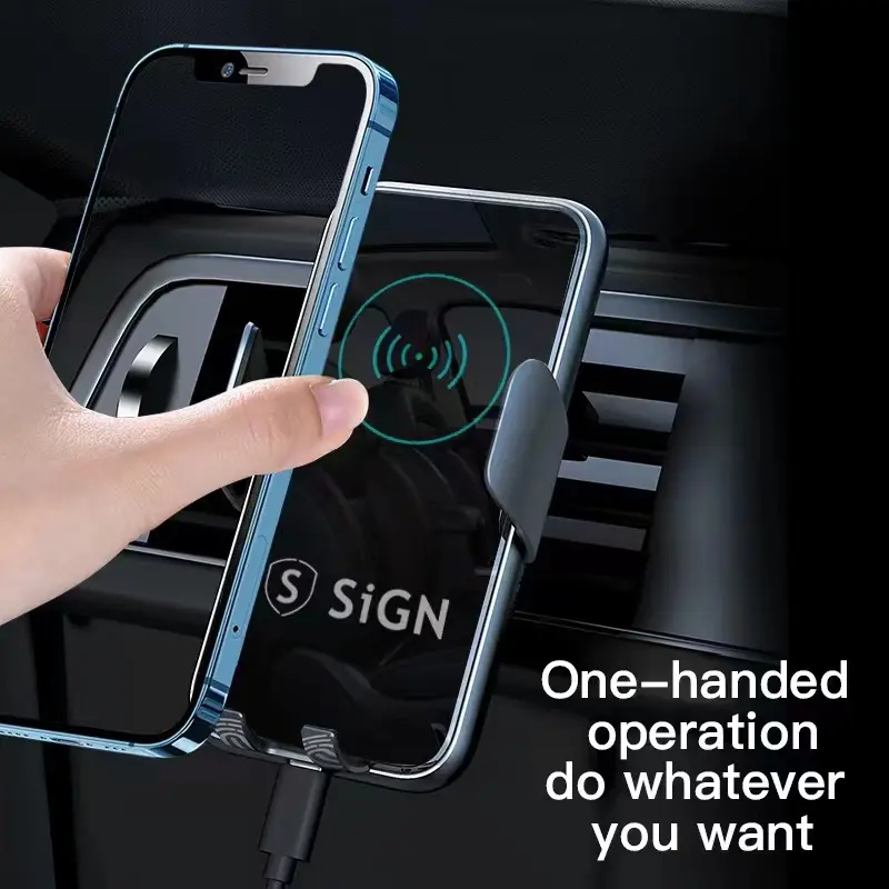 SiGN SiGN Mobilhållare för Bil med Trådlös Laddning 15W - Svart